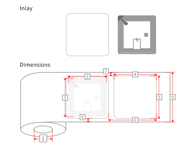 icode rfid label 50-50 45-45 Dimensions